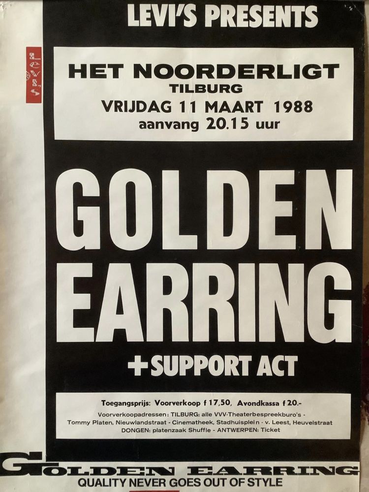 Golden Earring show poster photo March 11 1988 Tilburg - Noorderligt by Marc Janssen